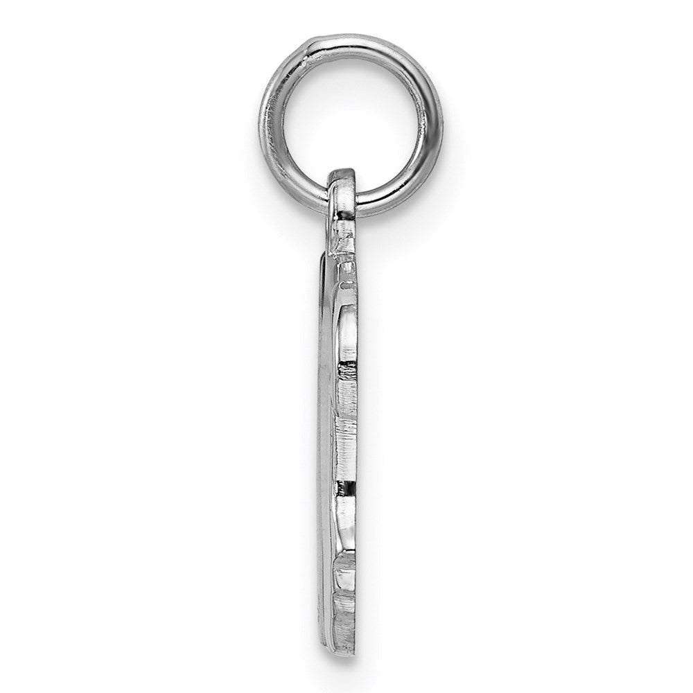 Sterling Silver Rhod-plate Purple Enamel Right Facing Girl Head Disc Charm QM530