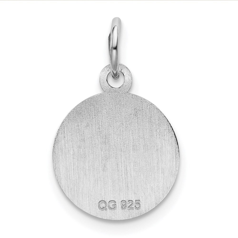 Sterling Silver Rhod-plate Pink Enamel Left Facing Girl Head Disc Charm QM535