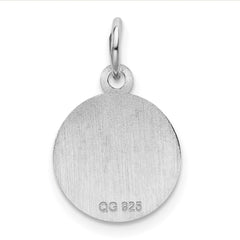 Sterling Silver Rhod-plate Pink Enamel Left Facing Girl Head Disc Charm QM535