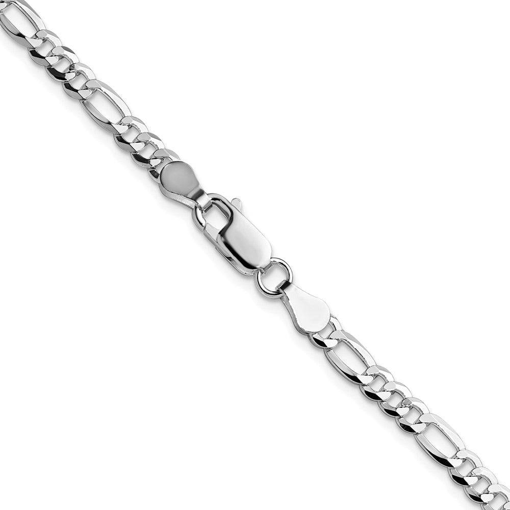 Sterling Silver Rhodium-plated 4.0mm Lightweight Flat Figaro ChainQMB100R