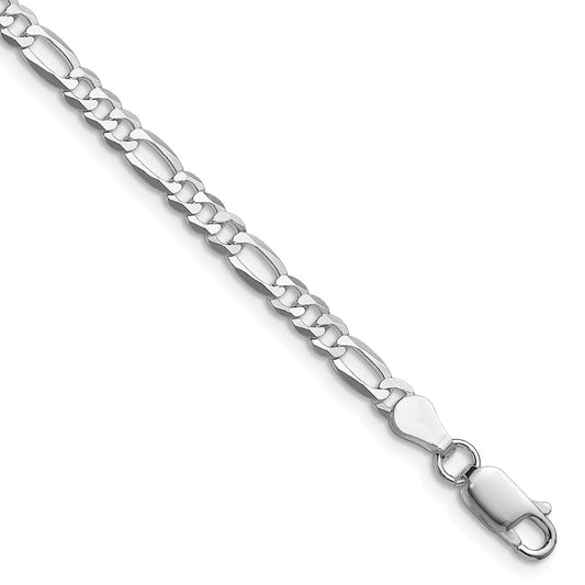 Sterling Silver Rhodium-plated 4.0mm Lightweight Flat Figaro ChainQMB100R