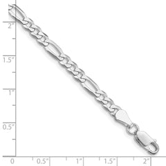 Sterling Silver Rhodium-plated 4.5mm Lightweight Flat Figaro Chain QMB120R-8