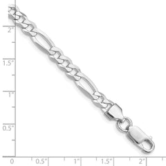 Sterling Silver Rhodium-plated 5.5mm Lightweight Flat Figaro Chain QMB150R-8