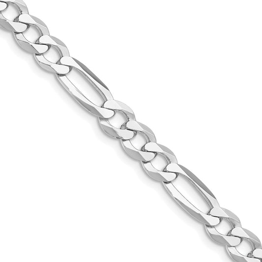 Sterling Silver Rhodium-plated 7.0mm Lightweight Flat Figaro ChainQMB180R
