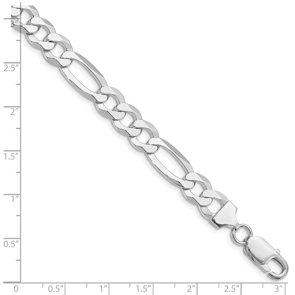 Sterling Silver Rhodium-plated 8.5mm Lightweight Flat Figaro Chain QMB220R-8