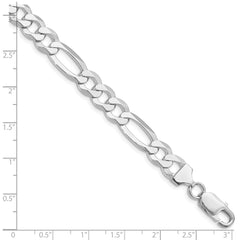 Sterling Silver Rhodium-plated 8.5mm Lightweight Flat Figaro Chain QMB220R-8