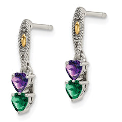 QME16_2--6 Sterling Silver Antiqued w/14k 2-stone Mother's Earring