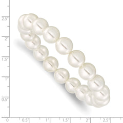 Majestik 10-11mm White Imitation Shell Pearl Stretch Bracelet QMJB105W