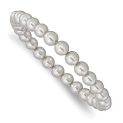 Majestik 7-8mm Grey Imitation Shell Pearl Stretch Bracelet QMJB78G