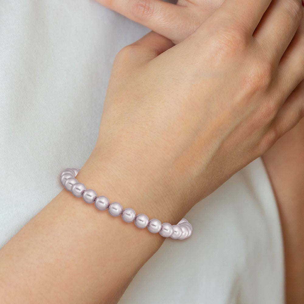 Majestik 7-8mm Purple Imitation Shell Pearl Stretch Bracelet QMJB78PU