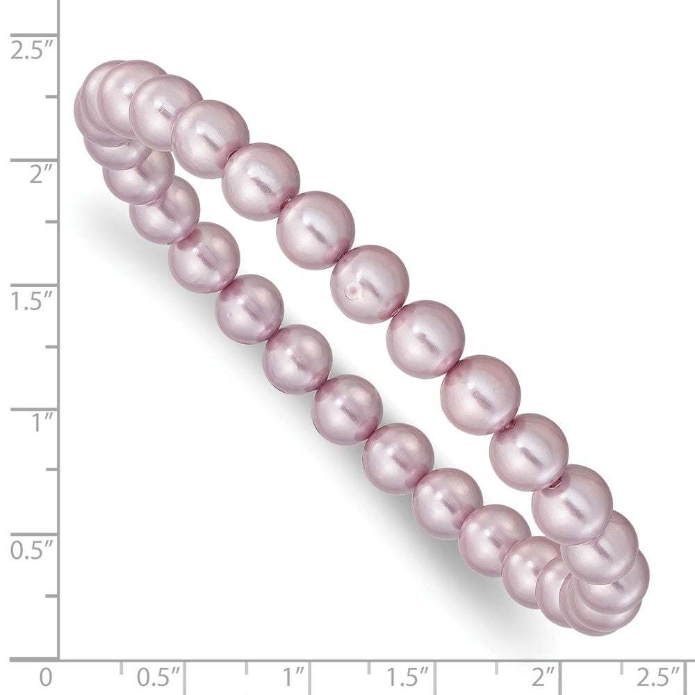 Majestik 7-8mm Purple Imitation Shell Pearl Stretch Bracelet QMJB78PU