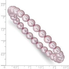 Majestik 7-8mm Purple Imitation Shell Pearl Stretch Bracelet QMJB78PU
