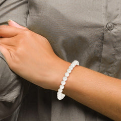 Majestik 7-8mm White Imitation Shell Pearl Stretch Bracelet QMJB78W
