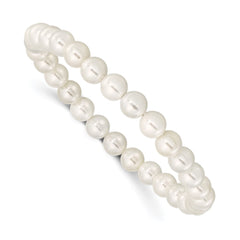 Majestik 7-8mm White Imitation Shell Pearl Stretch Bracelet QMJB78W