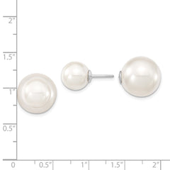 QMJD1015WW Majestik Sterling Silver Rhodium-plated 10-11mm and 14-15mm White with White Imitation Shell Pearl Front Back Post Earrings