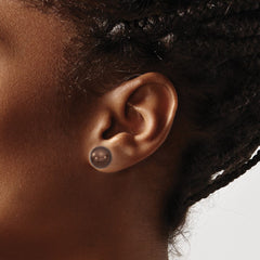 QMJE10C Majestik Sterling Silver Rhodium-plated 10-11mm Brown Imitation Shell Pearl Stud Earrings