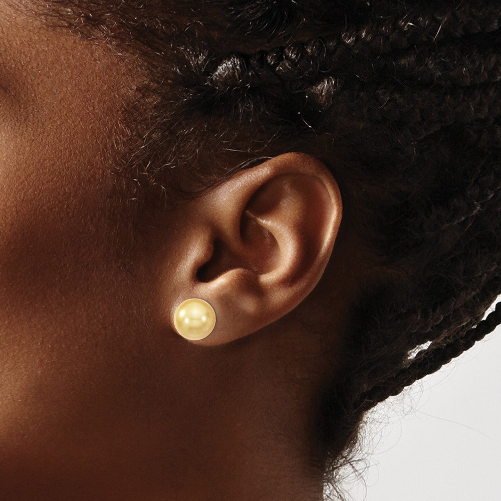 QMJE10Y Majestik Sterling Silver Rhodium-plated 10-11mm Yellow Imitation Shell Pearl Stud Earrings