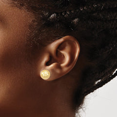 QMJE10Y Majestik Sterling Silver Rhodium-plated 10-11mm Yellow Imitation Shell Pearl Stud Earrings