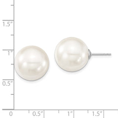QMJE14W Majestic Sterling Silver Rhodium-plated 14-15mm White Imitation Shell Pearl Stud Earrings