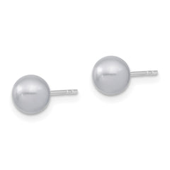QMJE6G Majestic Sterling Silver Rhodium-plated  6-7mm Grey Imitation Shell Pearl Stud Earrings
