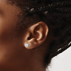 QMJE6G Majestic Sterling Silver Rhodium-plated  6-7mm Grey Imitation Shell Pearl Stud Earrings