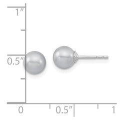 QMJE6G Majestic Sterling Silver Rhodium-plated  6-7mm Grey Imitation Shell Pearl Stud Earrings