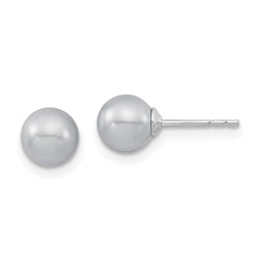 QMJE6G Majestic Sterling Silver Rhodium-plated  6-7mm Grey Imitation Shell Pearl Stud Earrings