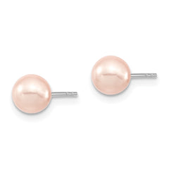 QMJE6P Majestic Sterling Silver Rhodium-plated 6-7mm Pink Imitation Shell Pearl Stud Earrings