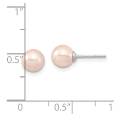 QMJE6P Majestic Sterling Silver Rhodium-plated 6-7mm Pink Imitation Shell Pearl Stud Earrings