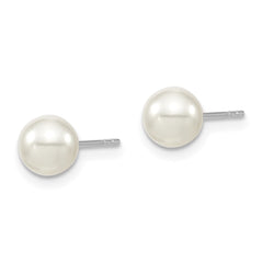 QMJE6W Majestic Sterling Silver Rhodium-plated 6-7mm White Imitation Shell Pearl Stud Earrings
