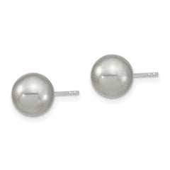 QMJE8G Majestic Sterling Silver Rhodium-plated 8-9mm Grey Imitation Shell Pearl Stud Earrings