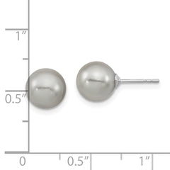 QMJE8G Majestic Sterling Silver Rhodium-plated 8-9mm Grey Imitation Shell Pearl Stud Earrings