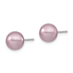 QMJE8PU Majestic Sterling Silver Rhodium-plated 8-9mm Purple Imitation Shell Pearl Stud Earrings