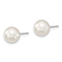 QMJE8W Majestic Sterling Silver Rhodium-plated 8-9mm White Imitation Shell Pearl Stud Earrings