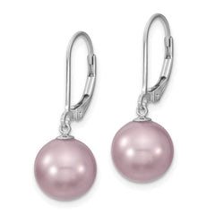 QMJEL10PU Majestik Sterling Silver Rhodium-plated 10-11mm Purple Imitation Shell Pearl Leverback Dangle Earrings