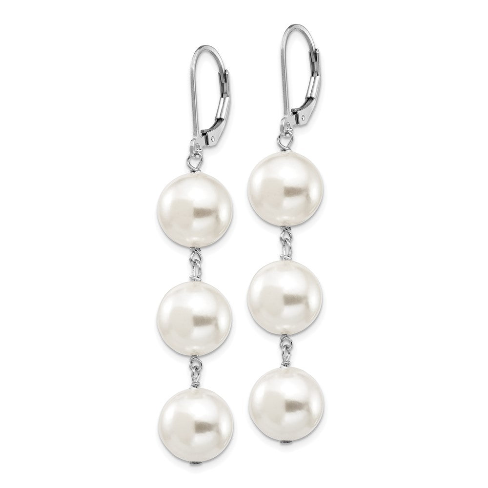 QMJEL130W Majestik Sterling Silver Rhodium-plated 10-11mm Imitation Shell Pearl Dangle Earrings