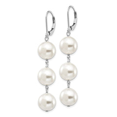 QMJEL130W Majestik Sterling Silver Rhodium-plated 10-11mm Imitation Shell Pearl Dangle Earrings