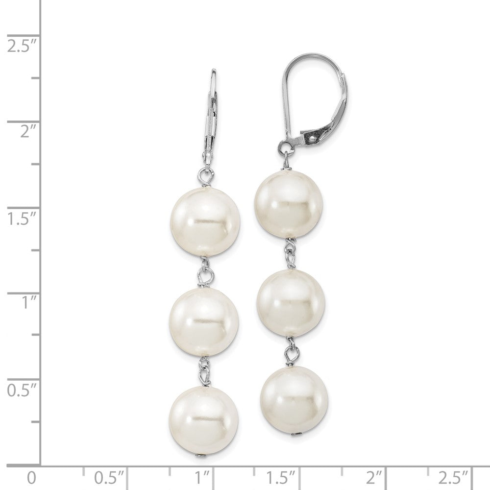 QMJEL130W Majestik Sterling Silver Rhodium-plated 10-11mm Imitation Shell Pearl Dangle Earrings