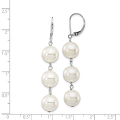QMJEL130W Majestik Sterling Silver Rhodium-plated 10-11mm Imitation Shell Pearl Dangle Earrings