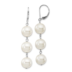 QMJEL130W Majestik Sterling Silver Rhodium-plated 10-11mm Imitation Shell Pearl Dangle Earrings