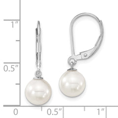 QMJEL8W Majestik Sterling Silver Rhodium-plated 8-9m White Imitation Shell Pearl Leverback Dangle Earrings