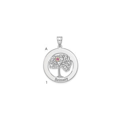 Sterling Silver/Rhod-plated 1 Birthstone with 14k Bezel Family Pendant QMP10_1G--6
