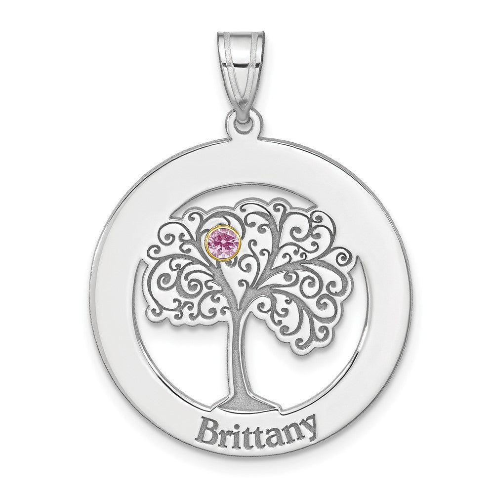 Sterling Silver/Rhod-plated 1 Birthstone with 14k Bezel Family Pendant QMP10_1G--6
