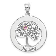 Sterling Silver/Rhod-plated 1 Birthstone with 14k Bezel Family Pendant QMP10_1G--6