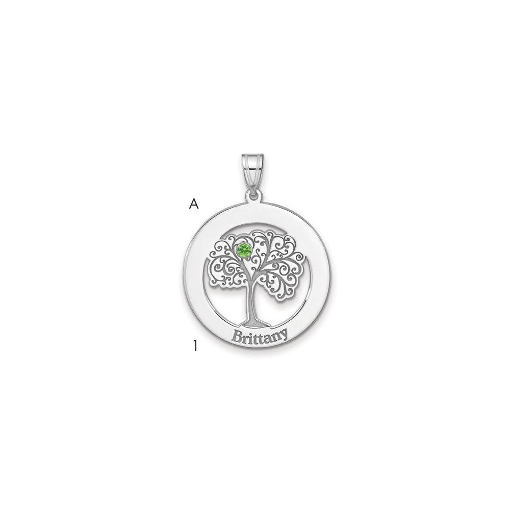 Sterling Silver/Rhodium-plated 1 Birthstone with SS Bezel Family Pendant QMP10_1SS--6