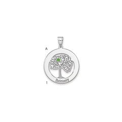 Sterling Silver/Rhodium-plated 1 Birthstone with SS Bezel Family Pendant QMP10_1SS--6