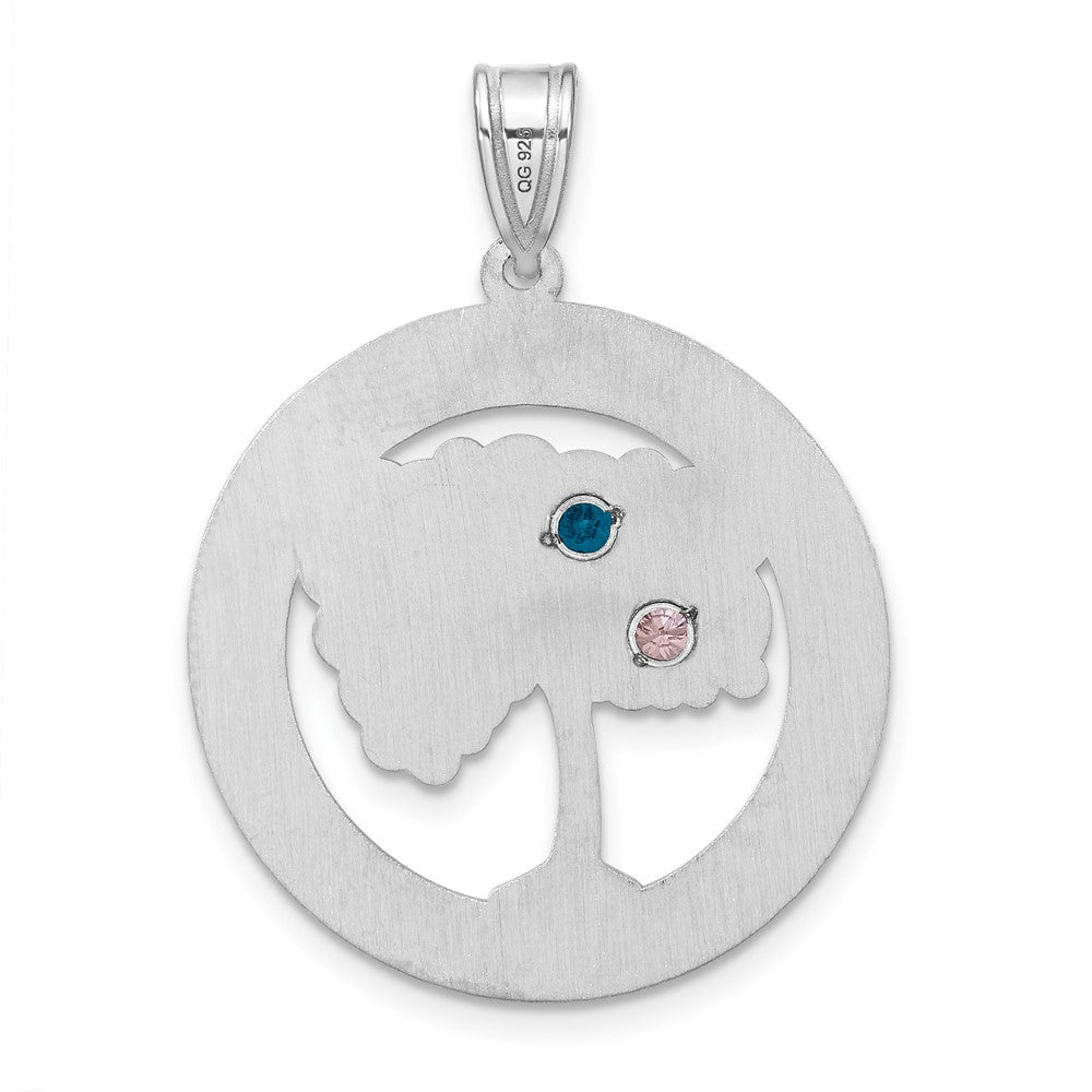 Sterling Silver/Rhodium-plated 2 Birthstone with SS Bezel Pendant QMP10_2SS--6
