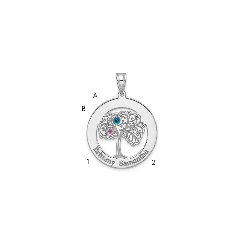 Sterling Silver/Rhodium-plated 2 Birthstone with SS Bezel Pendant QMP10_2SS--6