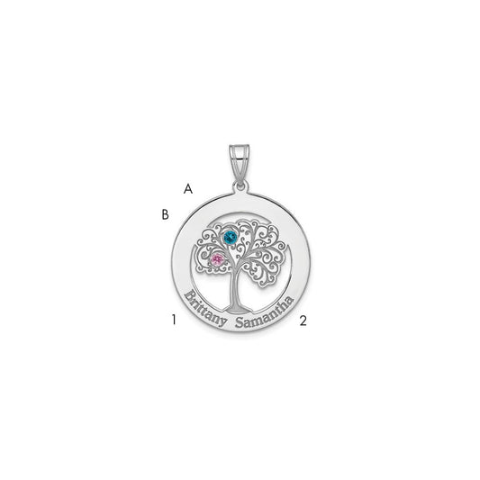 Sterling Silver/Rhodium-plated 2 Birthstone with SS Bezel Pendant QMP10_2SS--6