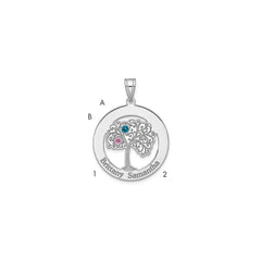 Sterling Silver/Rhodium-plated 2 Birthstone with SS Bezel Pendant QMP10_2SS--6